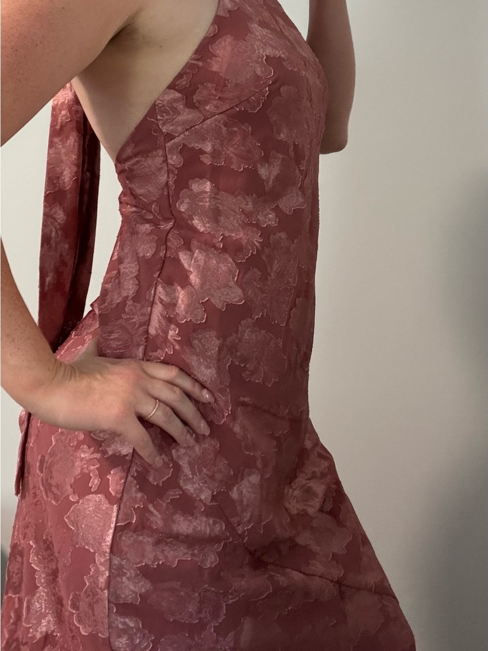 Azazie Dusty Rose Floral Maxi Dress - Picture 1 of 5
